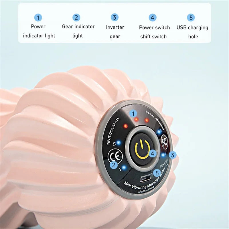 Electric Peanut Ball Foam Shaft Muscle Relaxer Leg Massage Stick Roller Exercise Fitness Equipment Vibration Yoga Column