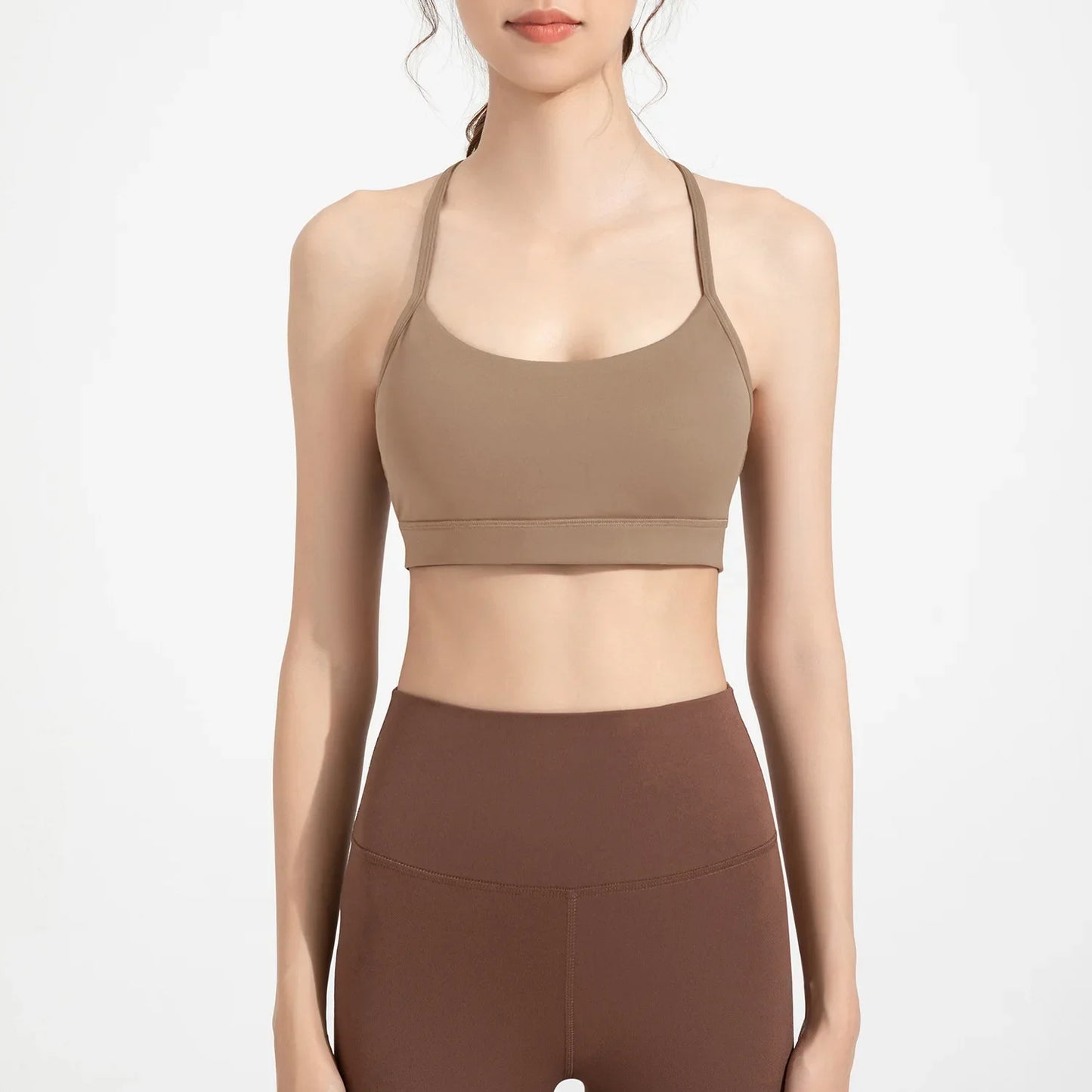 Solid Color Gym Yoga Underwear Women Y Shape Fitness Sport Bra High Strength Tight Top Comprehensive Training with Chest Pad👚👚