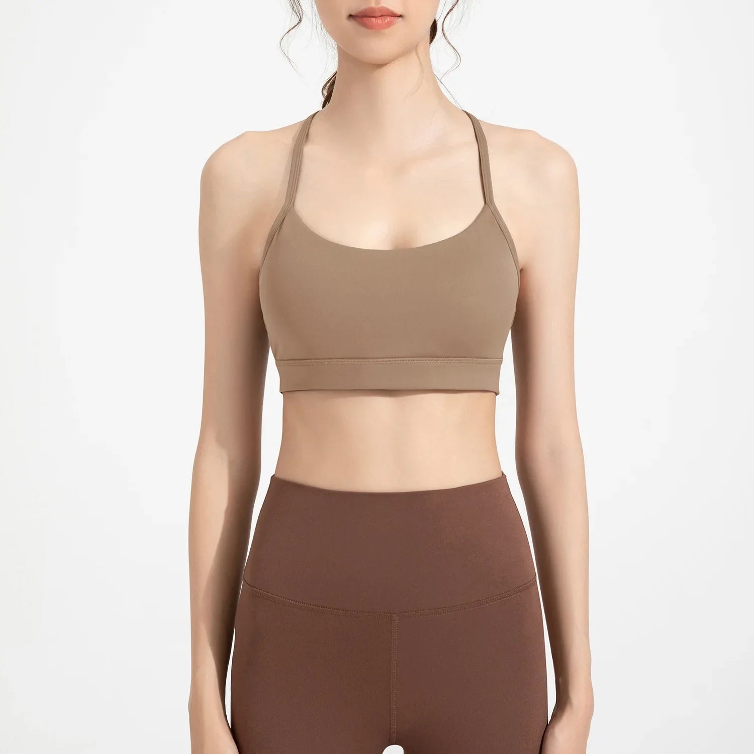 Solid Color Gym Yoga Underwear Women Y Shape Fitness Sport Bra High Strength Tight Top Comprehensive Training with Chest Pad👚👚