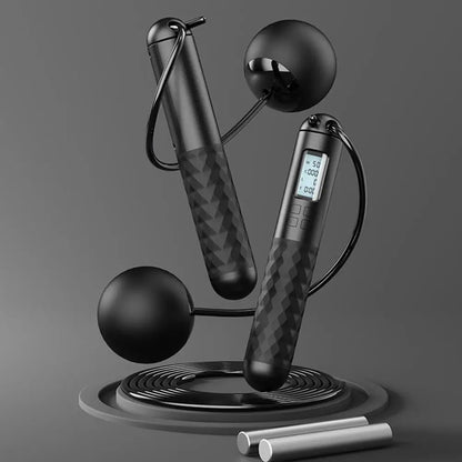 Dual-Purpose Jump Rope Adjustable Steel Wire Jump Rope with Counter Weighted Ball for Kids Adults Non-Slip Handle Tangle-Free