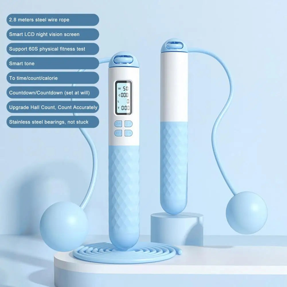 Dual-Purpose Jump Rope Adjustable Steel Wire Jump Rope with Counter Weighted Ball for Kids Adults Non-Slip Handle Tangle-Free