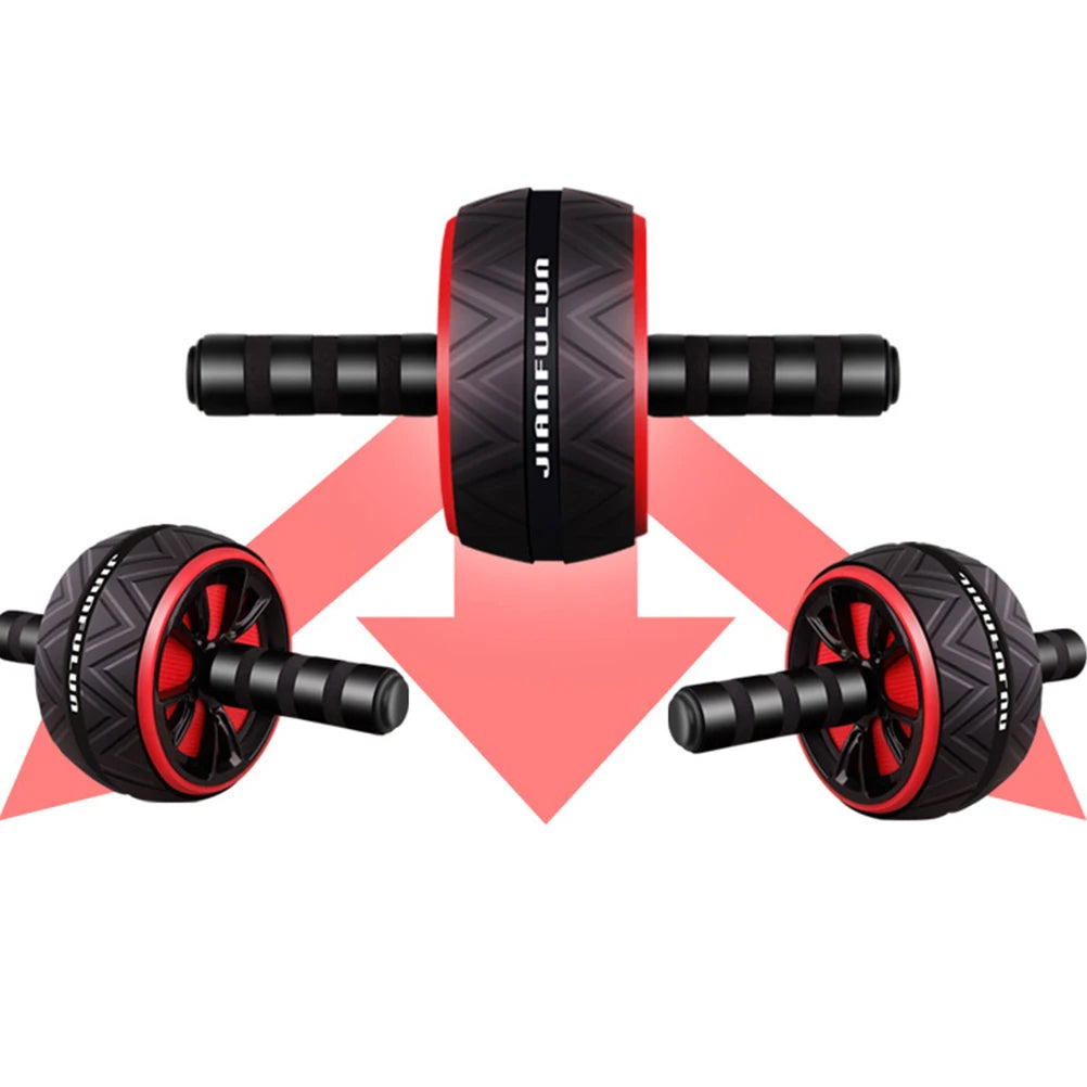 Abdominal Exercise Roller Double Wheel Abdomen Training Roller Mute Abdominal Wheel Sports Accessory for Man Woman (Black)