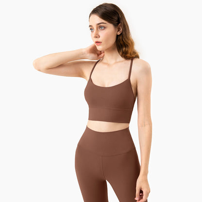 Solid Color Gym Yoga Underwear Women Y Shape Fitness Sport Bra High Strength Tight Top Comprehensive Training with Chest Pad👚👚