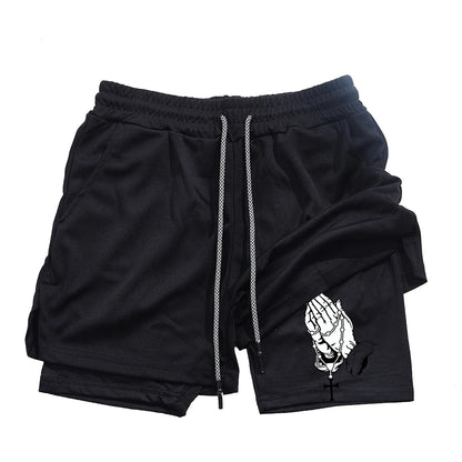 Unique Praying to God Design Men'S Casual Shorts with 2-In-1 Athletic and Relaxation Functions in Various Sizes