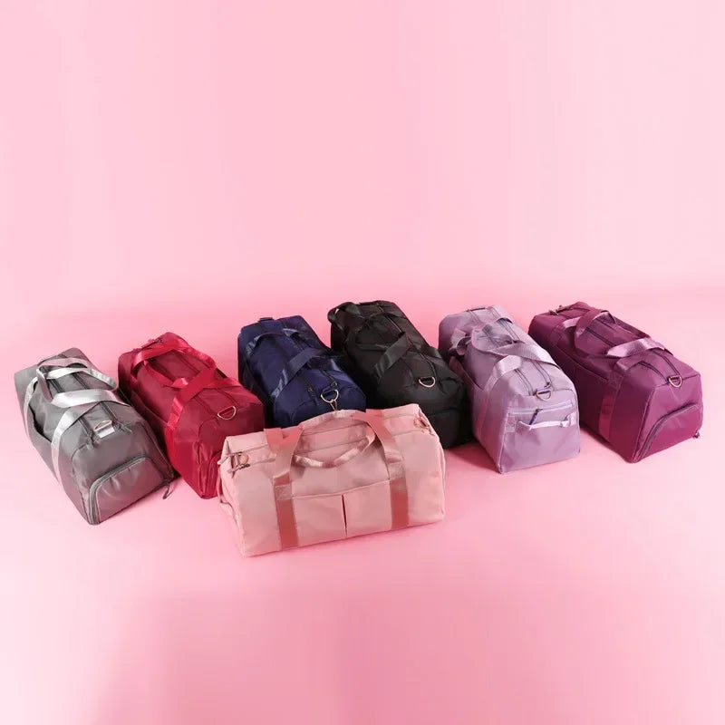 Outdoor Waterproof Nylon Sports Gym Bags Men Women Training Fitness Travel Handbag Yoga Mat Sport Bag with Shoes Compartment