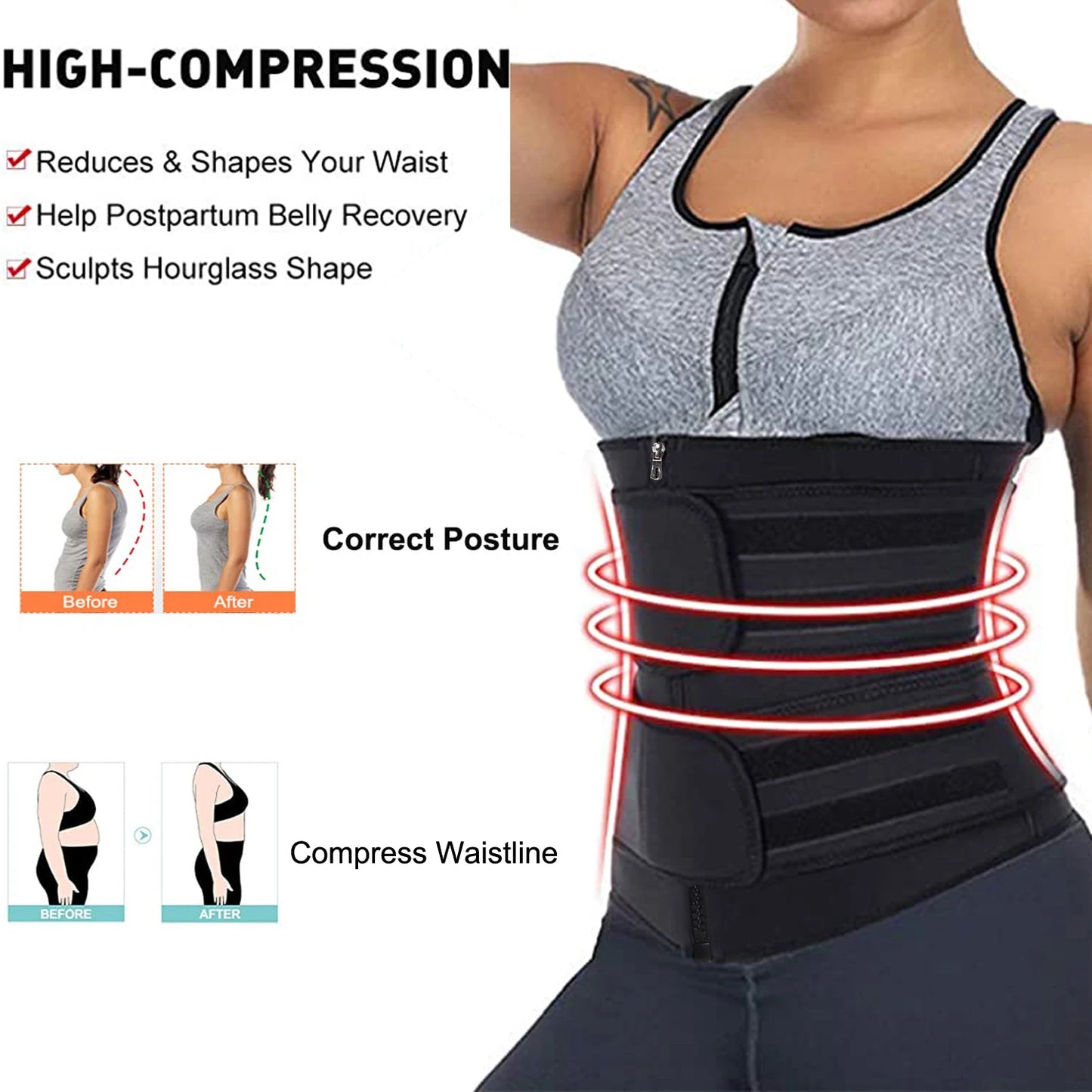 Vigorix Neoprene Waist Trainer Workout Trimmer Belt Sauna Sweat Weight Lose for Women Shaper Sauna Sweat Belt Tummy Control