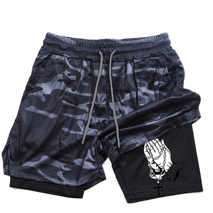 Unique Praying to God Design Men'S Casual Shorts with 2-In-1 Athletic and Relaxation Functions in Various Sizes
