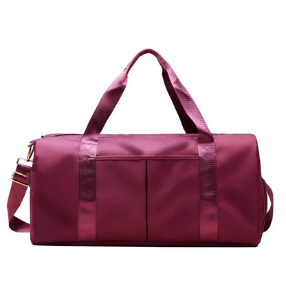 Outdoor Waterproof Nylon Sports Gym Bags Men Women Training Fitness Travel Handbag Yoga Mat Sport Bag with Shoes Compartment