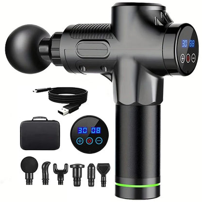 Deep Muscle Massage Gun Electric Percussion Pistol Massager for Body Neck Back Leg Fitness Tool 30 Levels