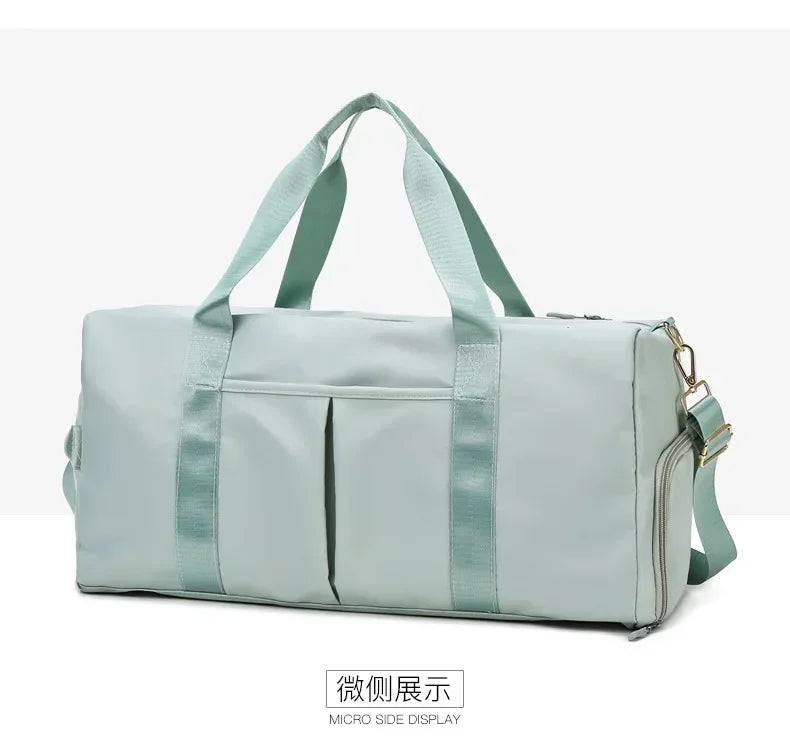 Outdoor Waterproof Nylon Sports Gym Bags Men Women Training Fitness Travel Handbag Yoga Mat Sport Bag with Shoes Compartment