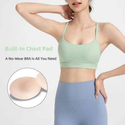 Solid Color Gym Yoga Underwear Women Y Shape Fitness Sport Bra High Strength Tight Top Comprehensive Training with Chest Pad👚👚
