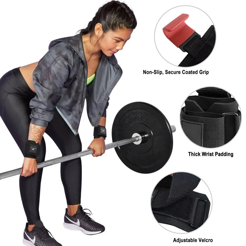 1/2Pcs Lifting Hook Wrist Strap Hand Grip Support Hard Pull Lifting Fitness Gloves for Men and Women Fitness Equipment Gym