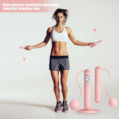 Dual-Purpose Jump Rope Adjustable Steel Wire Jump Rope with Counter Weighted Ball for Kids Adults Non-Slip Handle Tangle-Free