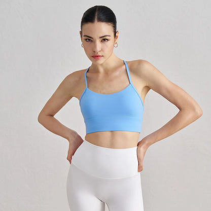 Solid Color Gym Yoga Underwear Women Y Shape Fitness Sport Bra High Strength Tight Top Comprehensive Training with Chest Pad👚👚